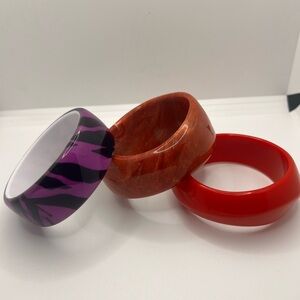 Vintage Bold Red, Purple, and Orange Bracelet Set